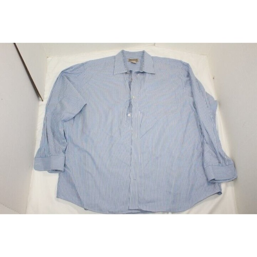 Duluth Trading Co  Button Up Long Sleeve Shirt 2XL  Blue White Striped Casual